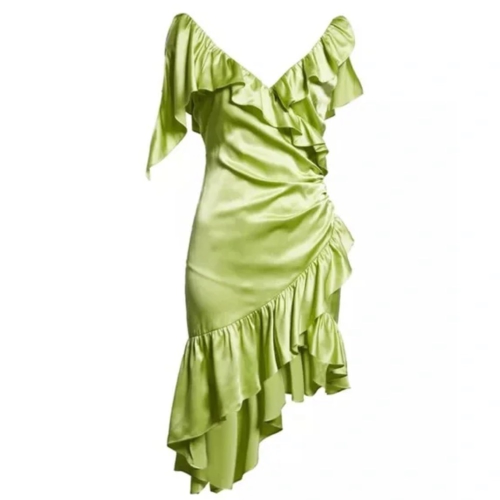 Cinq à Sept Vibrant Green Asymmetrical Mini Dress